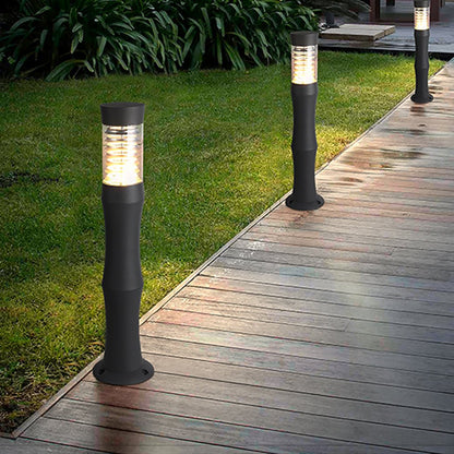 Polished Aluminum LED Landscape Bollard Light Reflector Rings Acrylic 2 Heights Outdoor IP54