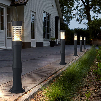 Polished Aluminum LED Landscape Bollard Light Reflector Rings Acrylic 2 Heights Outdoor IP54