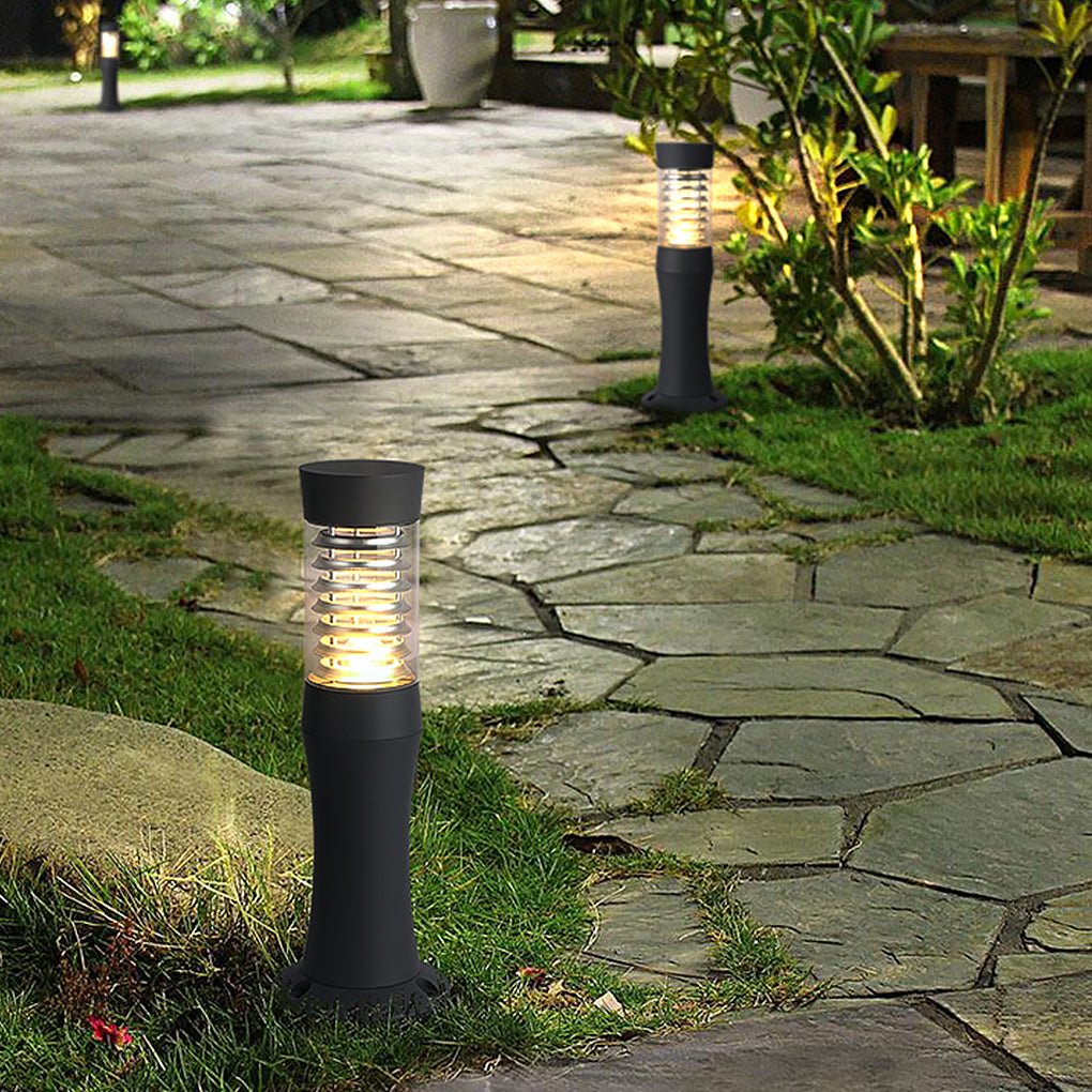 Polished Aluminum LED Landscape Bollard Light Reflector Rings Acrylic 2 Heights Outdoor IP54