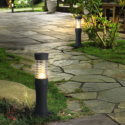 Polished Aluminum LED Landscape Bollard Light Reflector Rings Acrylic 2 Heights Outdoor IP54