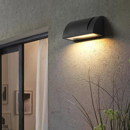 Modern LED Outdoor Wall Sconce Down Facing Aluminum Glass Sandblasted Black IP54 8W 3000K