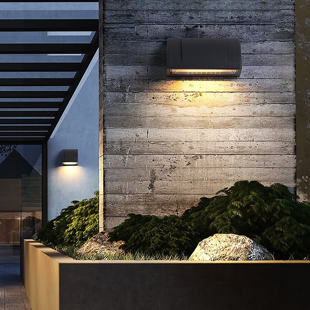 Modern LED Outdoor Wall Sconce Down Facing Aluminum Glass Sandblasted Black IP54 8W 3000K