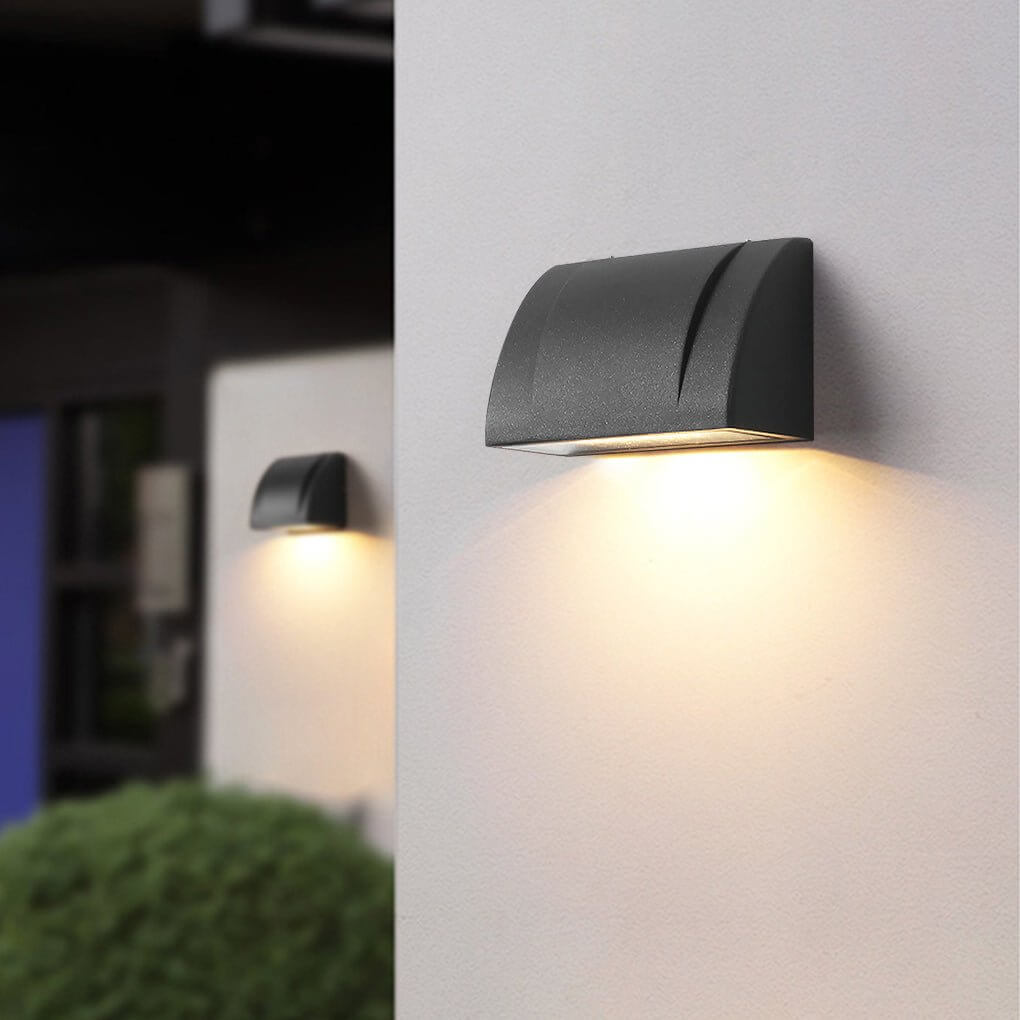 Modern LED Outdoor Wall Sconce Down Facing Aluminum Glass Sandblasted Black IP54 8W 3000K
