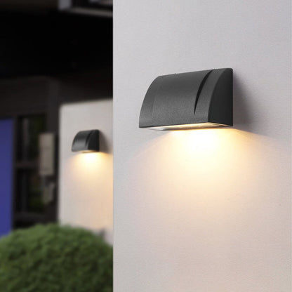 Modern LED Outdoor Wall Sconce Down Facing Aluminum Glass Sandblasted Black IP54 8W 3000K