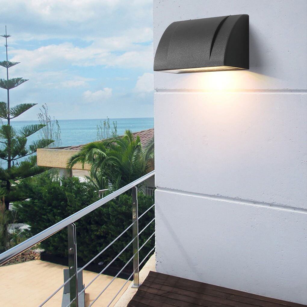 Modern LED Outdoor Wall Sconce Down Facing Aluminum Glass Sandblasted Black IP54 8W 3000K