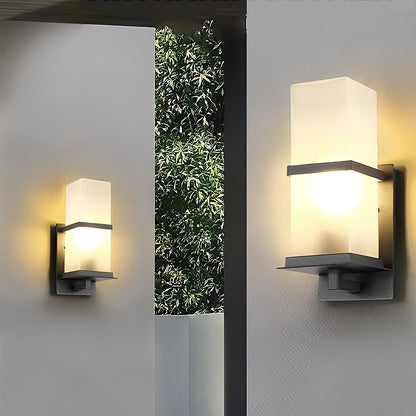 Modern Minimalist Black Outdoor Wall Sconce Frosted Glass E27 IP65 100-265V