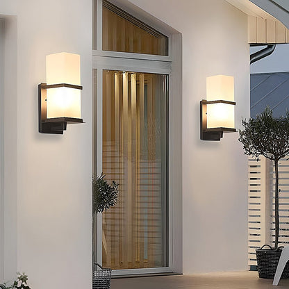 Modern Minimalist Black Outdoor Wall Sconce Frosted Glass E27 IP65 100-265V