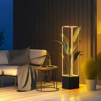 Square Stainless Steel Flower Pot LED Outdoor Floor Lamp IP65 4W 3000K Minimalist