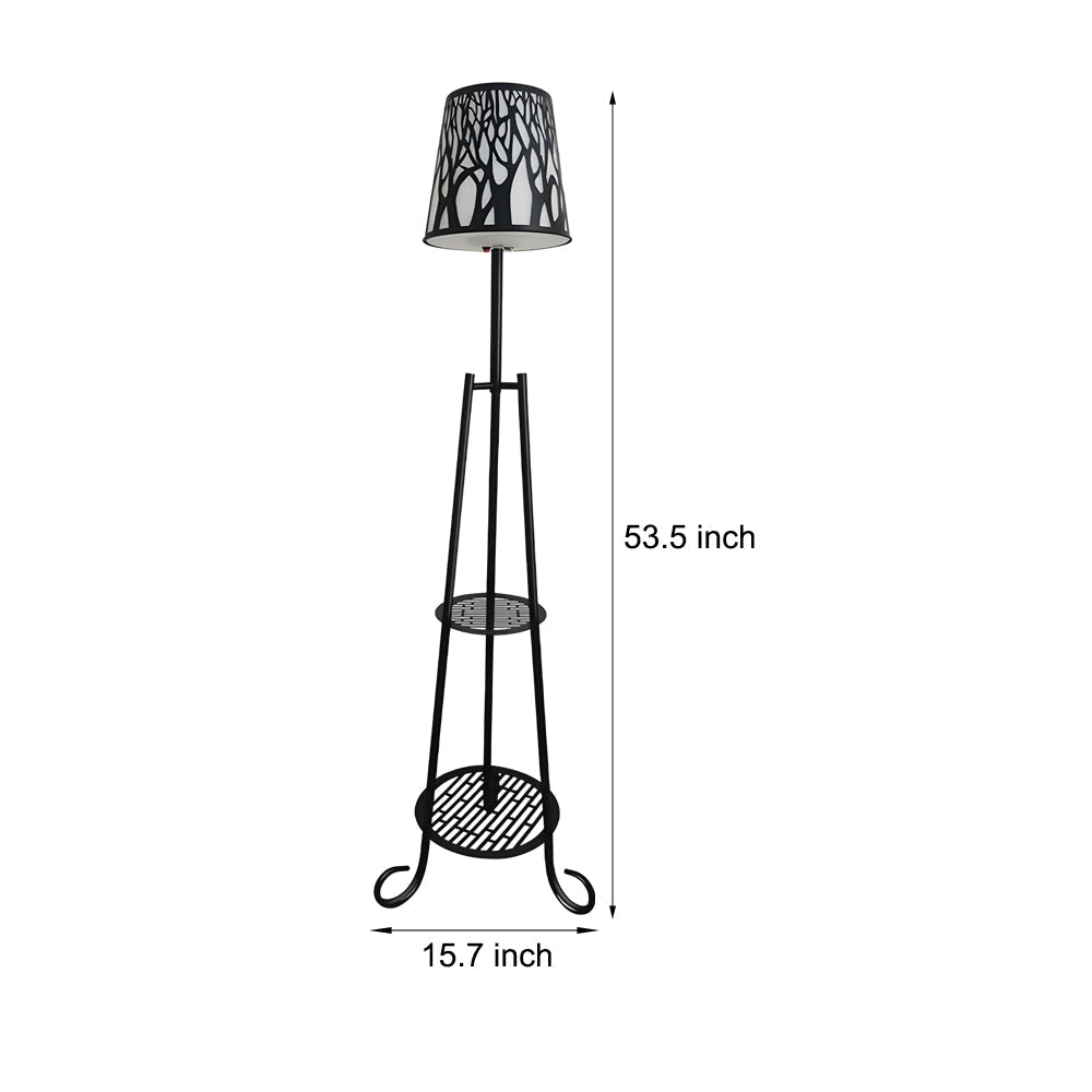 Tripod Metal Shelf Outdoor Floor Lamp Solar USB IP65 3-Step CCT PC Drum Shade