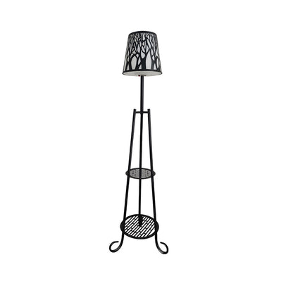 Tripod Metal Shelf Outdoor Floor Lamp Solar USB IP65 3-Step CCT PC Drum Shade
