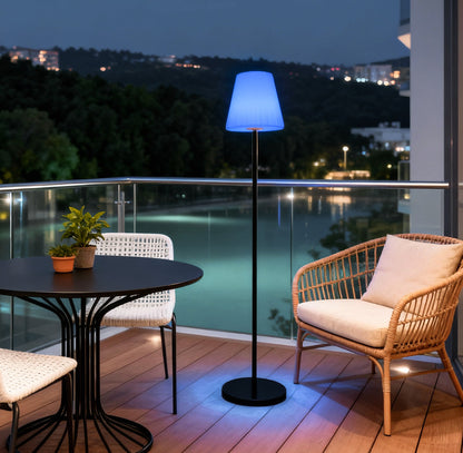 Modern Conical PE Solar USB Outdoor Floor Lamp IP65 RGB/3000K Iron 12W