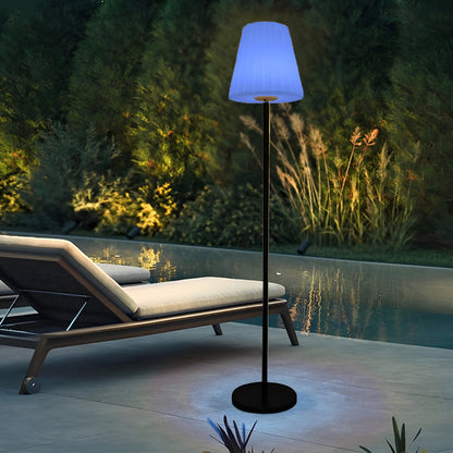 Modern Conical PE Solar USB Outdoor Floor Lamp IP65 RGB/3000K Iron 12W