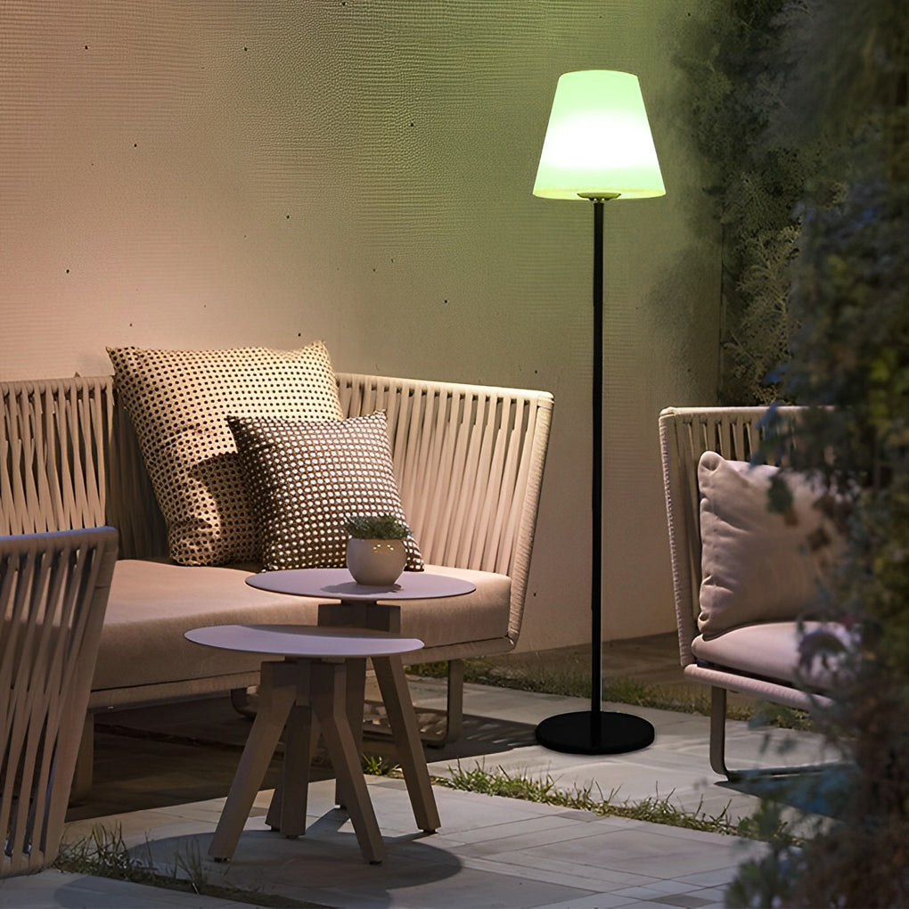 Modern Conical PE Solar USB Outdoor Floor Lamp IP65 RGB/3000K Iron 12W