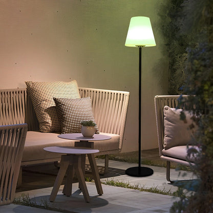 Modern Conical PE Solar USB Outdoor Floor Lamp IP65 RGB/3000K Iron 12W