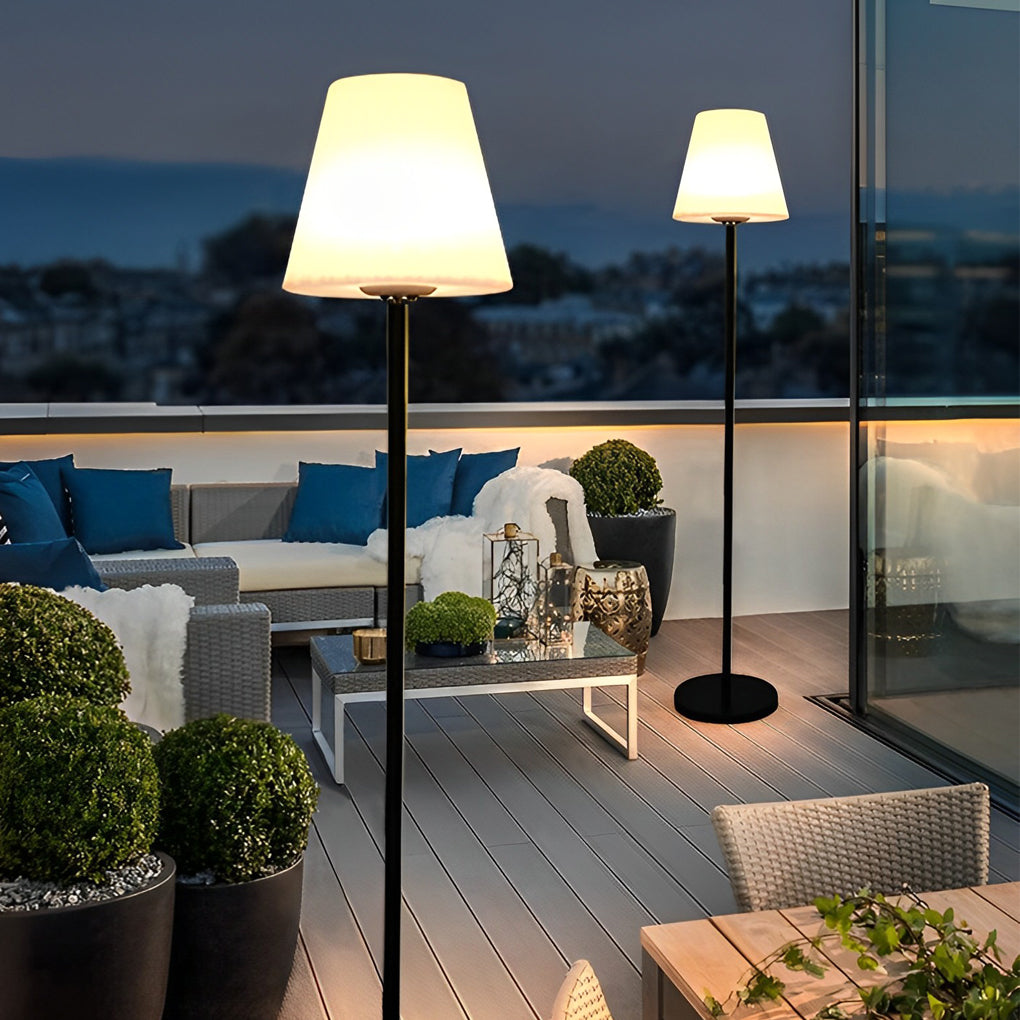 Modern Conical PE Solar USB Outdoor Floor Lamp IP65 RGB/3000K Iron 12W