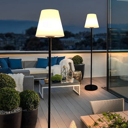 Modern Conical PE Solar USB Outdoor Floor Lamp IP65 RGB/3000K Iron 12W
