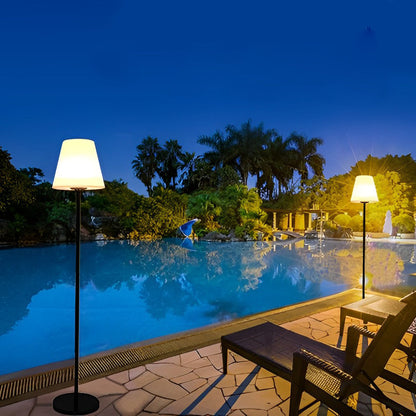 Modern Conical PE Solar USB Outdoor Floor Lamp IP65 RGB/3000K Iron 12W