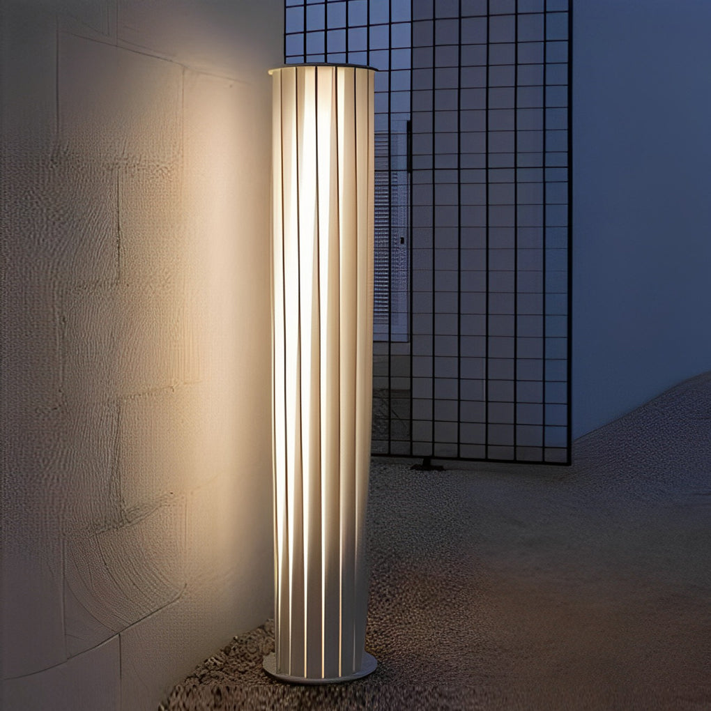 Modern Twisted Metal Outdoor Lantern Floor Lamp Nordic LED Solar/Hardwired White