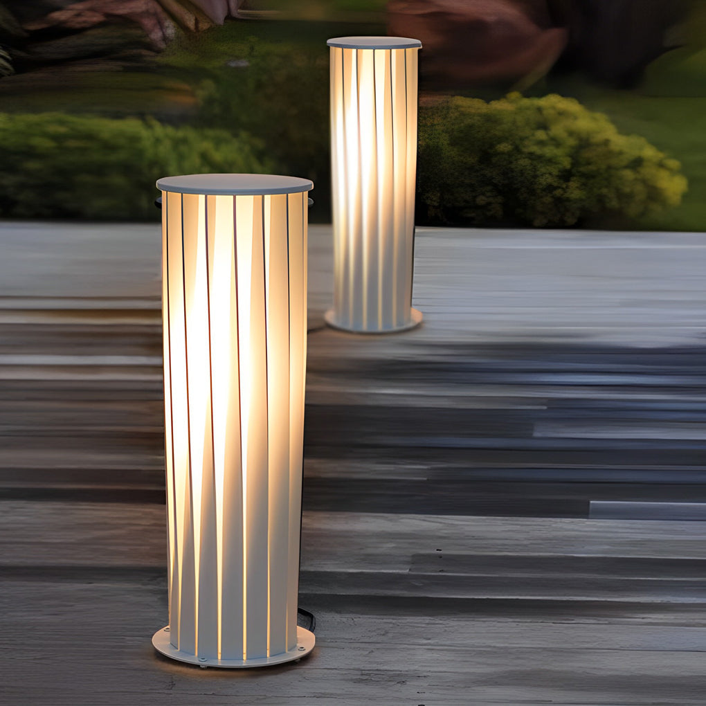 Modern Twisted Metal Outdoor Lantern Floor Lamp Nordic LED Solar/Hardwired White