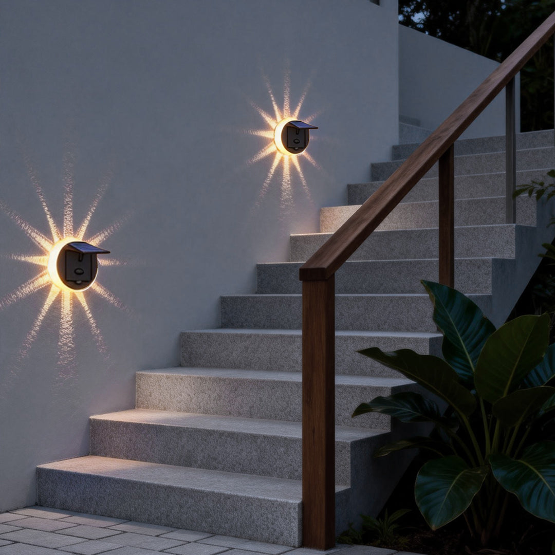 Solar Petal Sunburst Outdoor Wall Sconce ABS Acrylic RGB Remote 3 Light Modes IP44 Courtyard Garden Villa