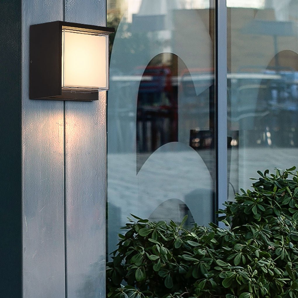 Modern Geometric Outdoor Wall Sconce Round or Square Die-Cast Aluminum Acrylic IP54 12W 3000K Courtyard Villa