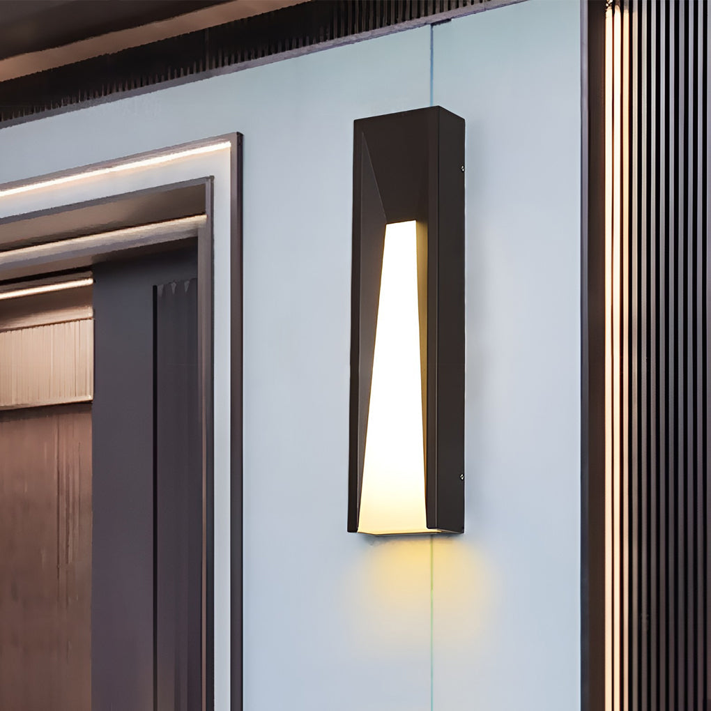 Modern Geometric Tapered Stainless Steel Acrylic Outdoor Wall Sconce Black IP54 3200K 3 Sizes Balcony Villa