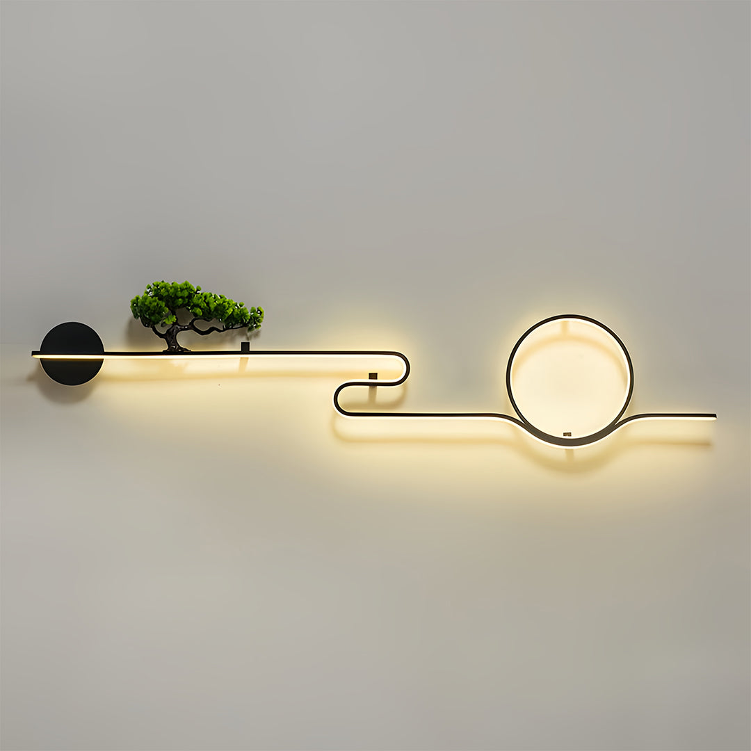 Retro Tree Landscape Art LED Outdoor Wall Sconce Aluminum PVC Black IP65 3000K 3 Sizes Balcony Garden Gate