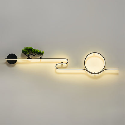 Retro Tree Landscape Art LED Outdoor Wall Sconce Aluminum PVC Black IP65 3000K 3 Sizes Balcony Garden Gate