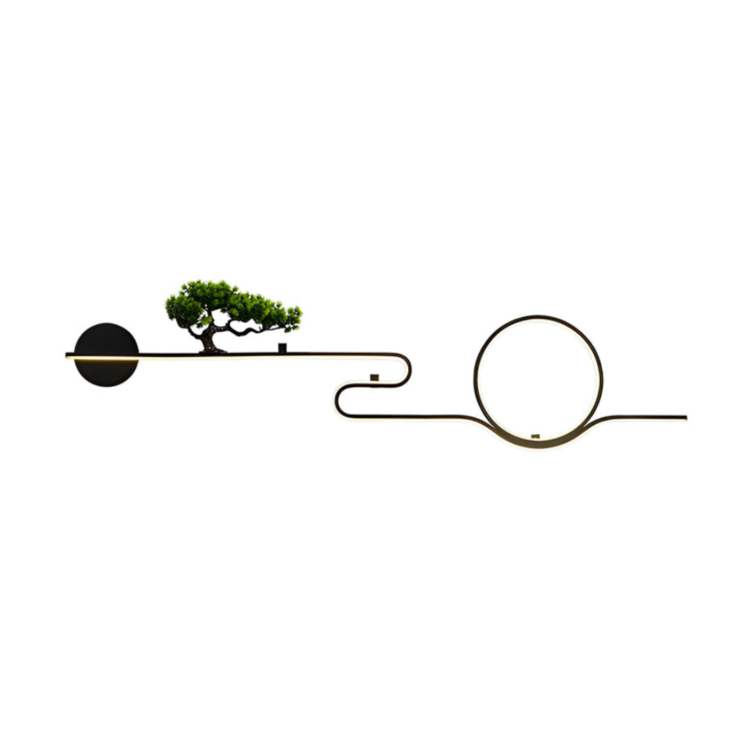 Retro Tree Landscape Art LED Outdoor Wall Sconce Aluminum PVC Black IP65 3000K 3 Sizes Balcony Garden Gate