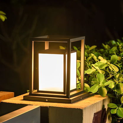 Modern Stainless Steel Acrylic Outdoor Pillar Light Black Solar or Hardwired IP65 8 Hour 2 Heights Courtyard