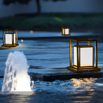 Modern Stainless Steel Acrylic Outdoor Pillar Light Black Solar or Hardwired IP65 8 Hour 2 Heights Courtyard