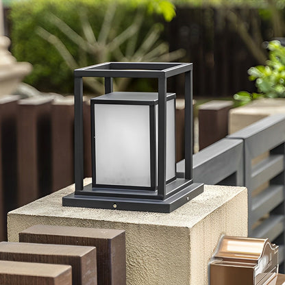 Modern Stainless Steel Acrylic Outdoor Pillar Light Black Solar or Hardwired IP65 8 Hour 2 Heights Courtyard