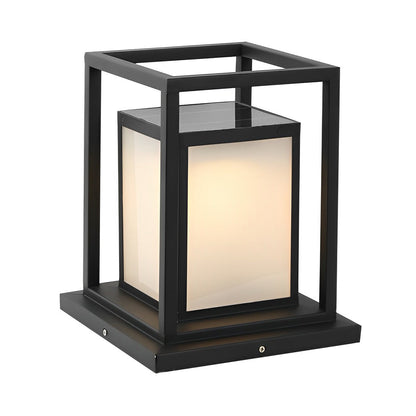 Modern Stainless Steel Acrylic Outdoor Pillar Light Black Solar or Hardwired IP65 8 Hour 2 Heights Courtyard