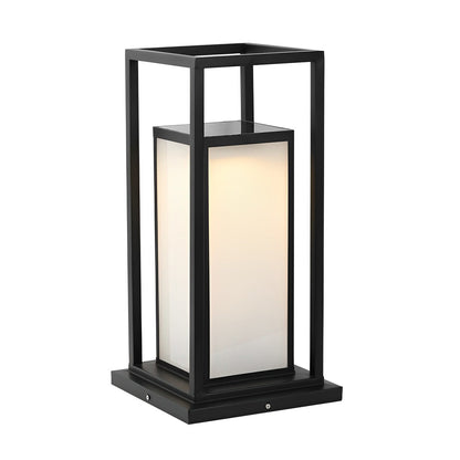 Modern Stainless Steel Acrylic Outdoor Pillar Light Black Solar or Hardwired IP65 8 Hour 2 Heights Courtyard