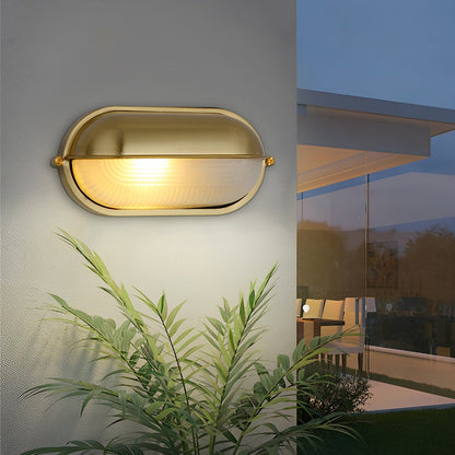 Oval Round Bulkhead Wall Light Retro Industrial Aluminum Glass IP65 Gold Gray 2 Shapes 2 Sizes Balcony Bathroom Garden