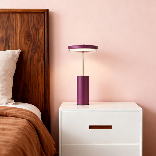 Cordless LED Cylinder Table Lamp European Decorative Wrought Iron 4 Colors
