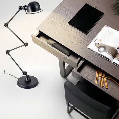 Industrial Articulated Floor Reading Lamp 4-Segment Iron Arm E27 LED 3000K Warm White Foot Switch Black White 61''