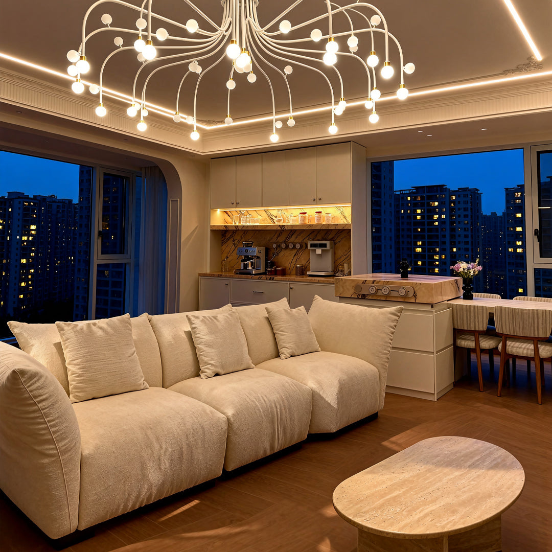 Modern Retro Chandelier Creative Adjustable Ceiling Light Black Gold White Nordic Style Dining Room Living Room