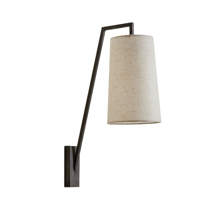 Vintage Retro Wall Sconce Iron Fabric Shade Hardwired Bedroom