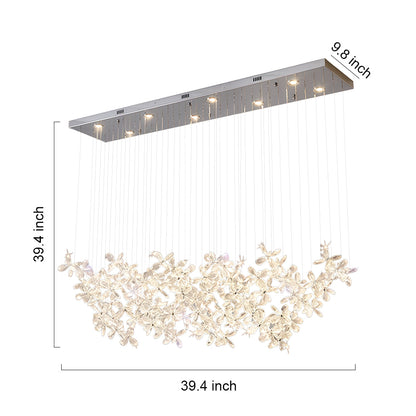 Crystal Chandelier Stainless Steel Chrome Diamond-Cut Crystal Flower Linear Island Italian Modern Luxury LED Tri-Color