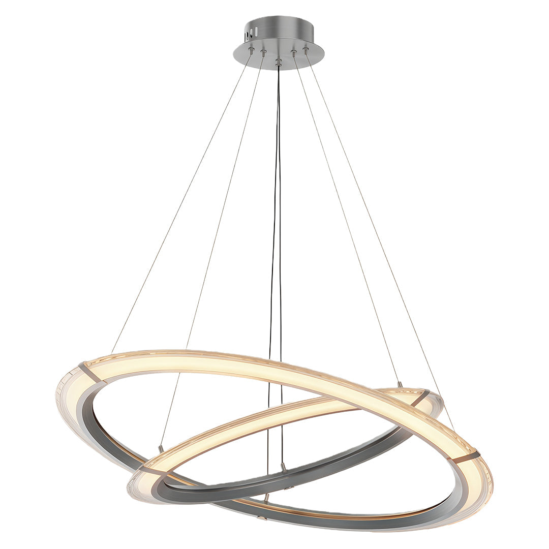 Interlocking Ring LED Chandelier in Brushed Brass, Polished Nickel or Matte Black