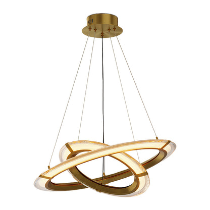 Interlocking Ring LED Chandelier in Brushed Brass, Polished Nickel or Matte Black