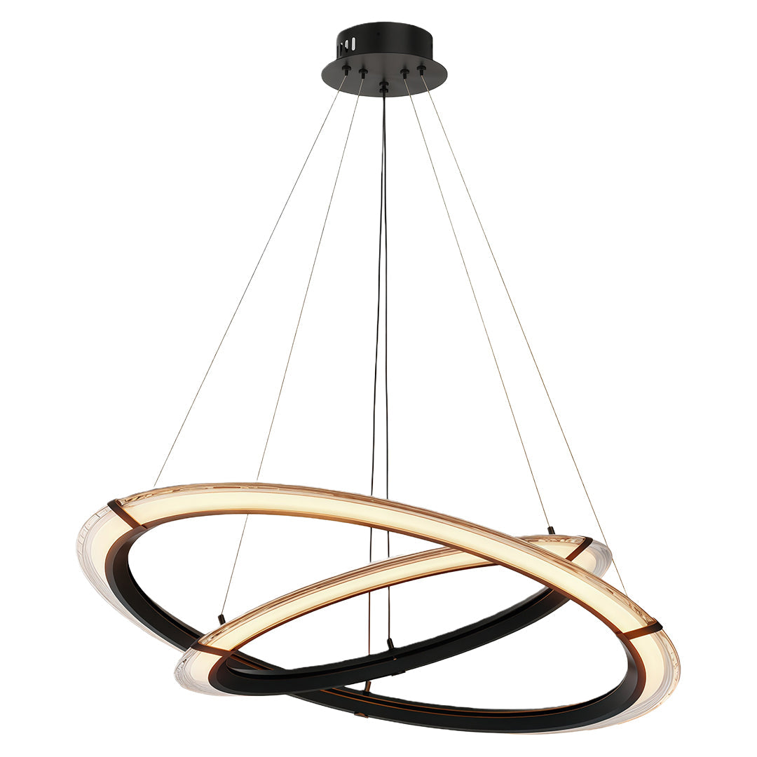 Interlocking Ring LED Chandelier in Brushed Brass, Polished Nickel or Matte Black