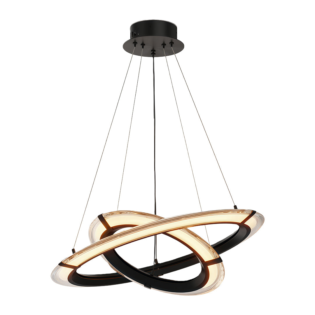 Interlocking Ring LED Chandelier in Brushed Brass, Polished Nickel or Matte Black