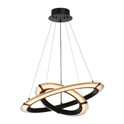 Interlocking Ring LED Chandelier in Brushed Brass, Polished Nickel or Matte Black