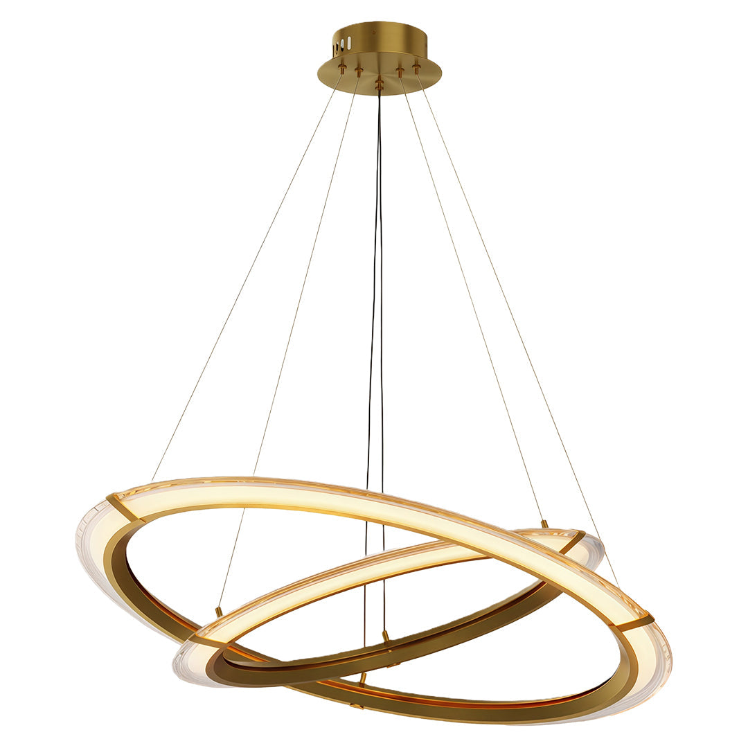 Interlocking Ring LED Chandelier in Brushed Brass, Polished Nickel or Matte Black
