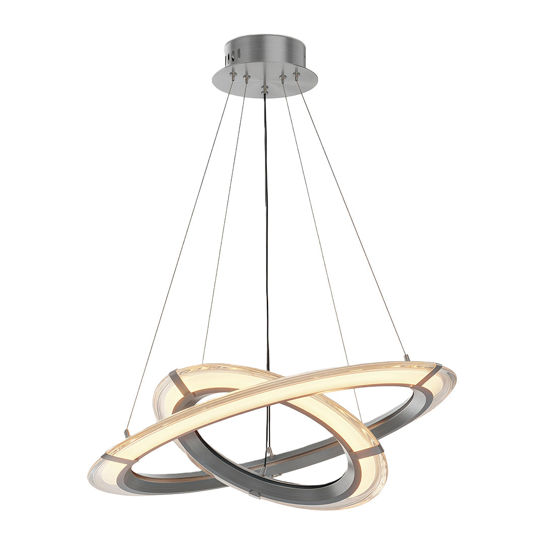 Interlocking Ring LED Chandelier in Brushed Brass, Polished Nickel or Matte Black