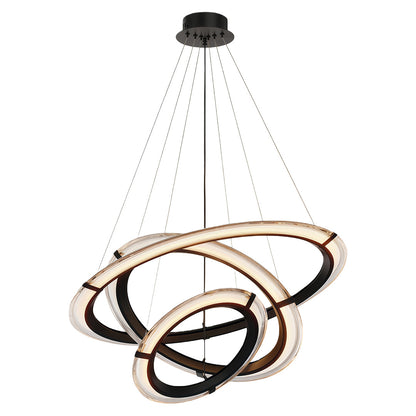 Interlocking Ring LED Chandelier in Brushed Brass, Polished Nickel or Matte Black