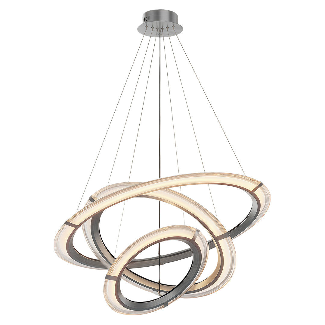Interlocking Ring LED Chandelier in Brushed Brass, Polished Nickel or Matte Black
