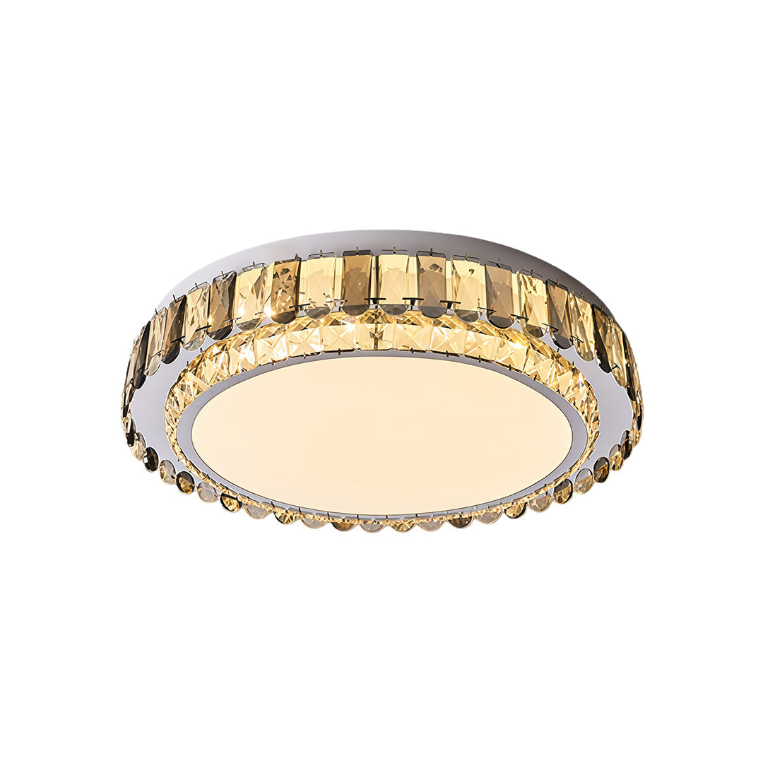 Multi-Layer Stacked Crystal Ring Flush Mount in Chrome Stainless Steel with 3-Step Colour Temperature in Four Sizes
